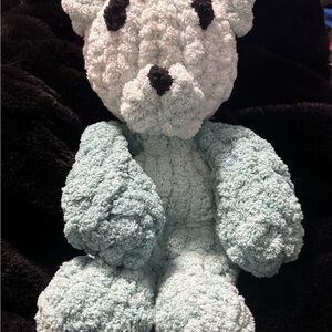 Plush Stuffed Bear - Soft Blue and Black